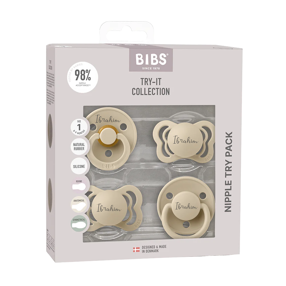 BIBS Pacifiers - Try-It Collection Vanilla Yes - Personalisable Baby Products Sold and Personalised by JustBørn