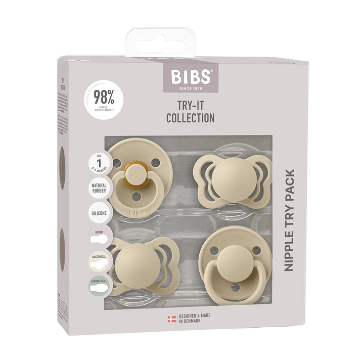BIBS Pacifiers - Try-It Collection Vanilla No - Personalisable Baby Products Sold and Personalised by JustBørn