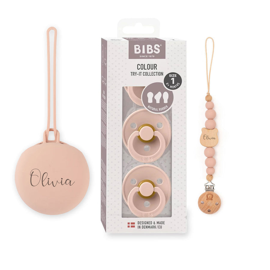JBØRN x BIBS Baby Gift Set | Baby's First Pacifier Pack & Holders Set Sage - Personalisable Baby Products Sold and Personalised by JustBørn