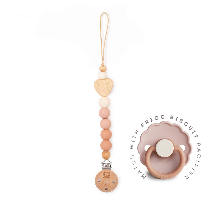 JBØRN Heart Colour Block Pacifier Clip Biscuit - Personalisable Baby Products Sold and Personalised by JustBørn