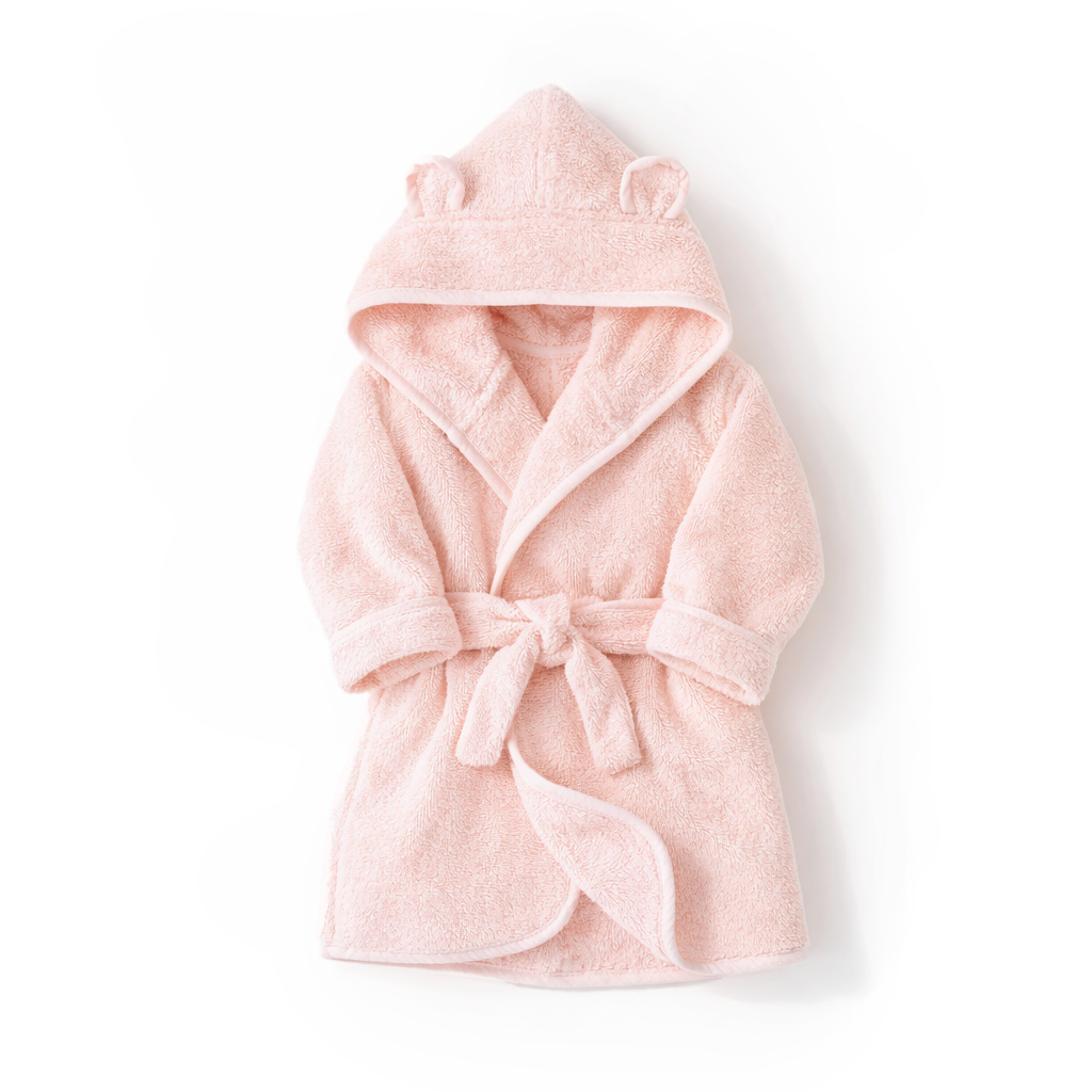JBØRN Organic Cotton Baby Hooded Towelling Bathrobe Blossom Bathrobe - Personalisable Baby Products Sold and Personalised by JustBørn