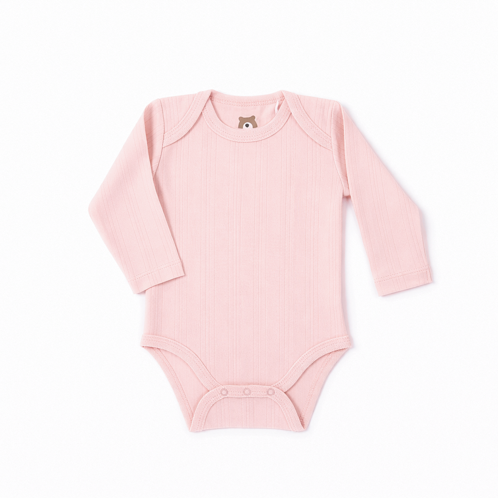 JBØRN Ribbed Bamboo Long Sleeve Bodysuit Blossom | Long Sleeve | Classic - Personalisable Baby Products Sold and Personalised by JustBørn