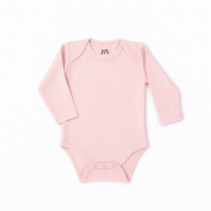 JBØRN Ribbed Bamboo Long Sleeve Bodysuit Blossom | Long Sleeve | Classic - Personalisable Baby Products Sold and Personalised by JustBørn