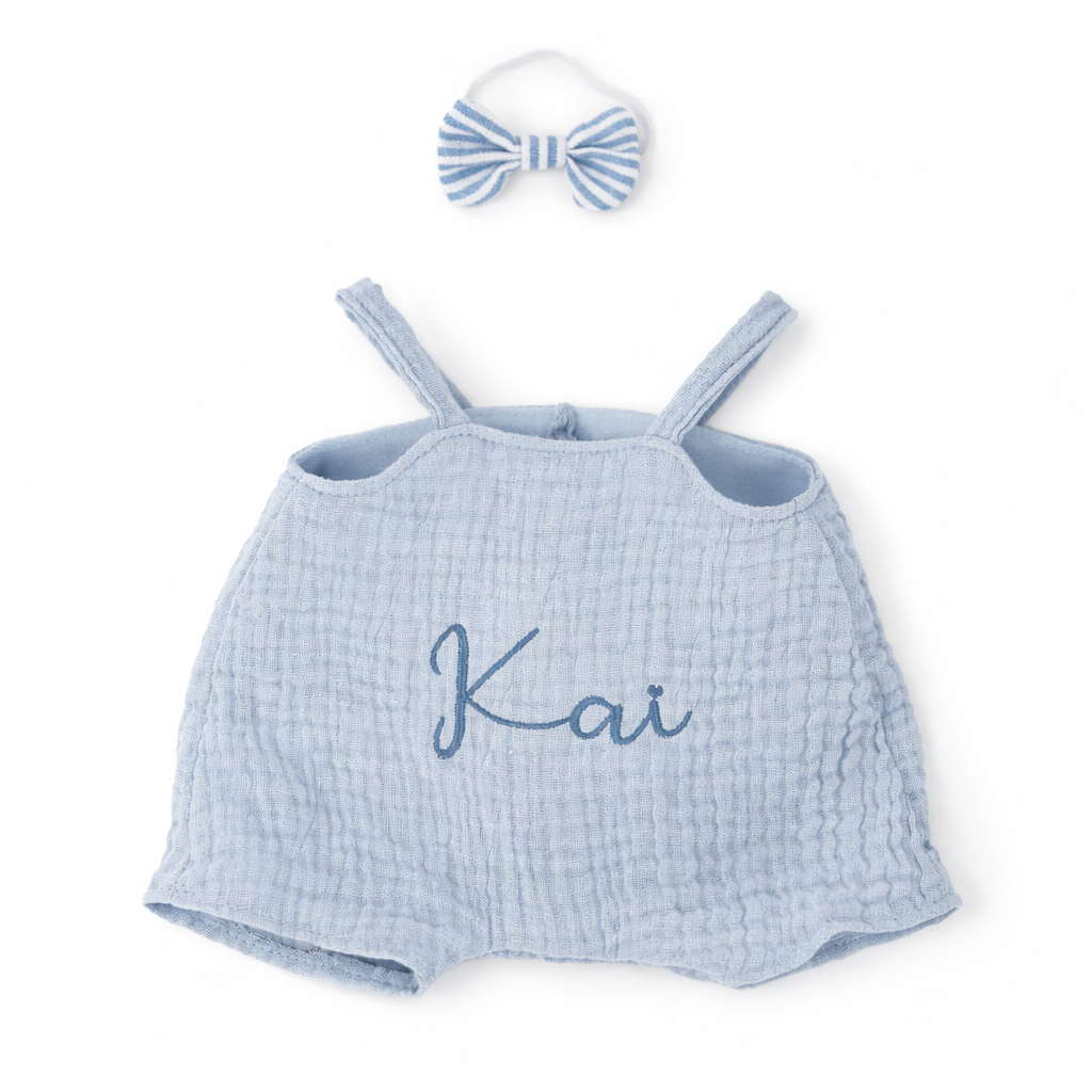 JBØRN Personalised Soft Toy Outfits Blue Dungarees - Personalisable Baby Products Sold and Personalised by JustBørn