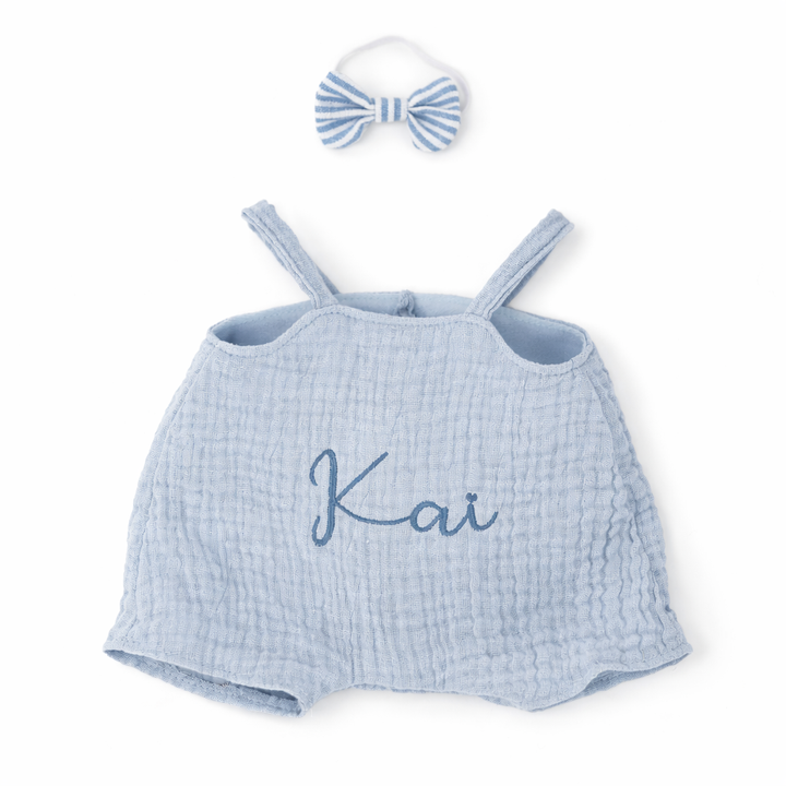 JBØRN Personalised Soft Toy Outfits Blue Dungarees - Personalisable Baby Products Sold and Personalised by JustBørn