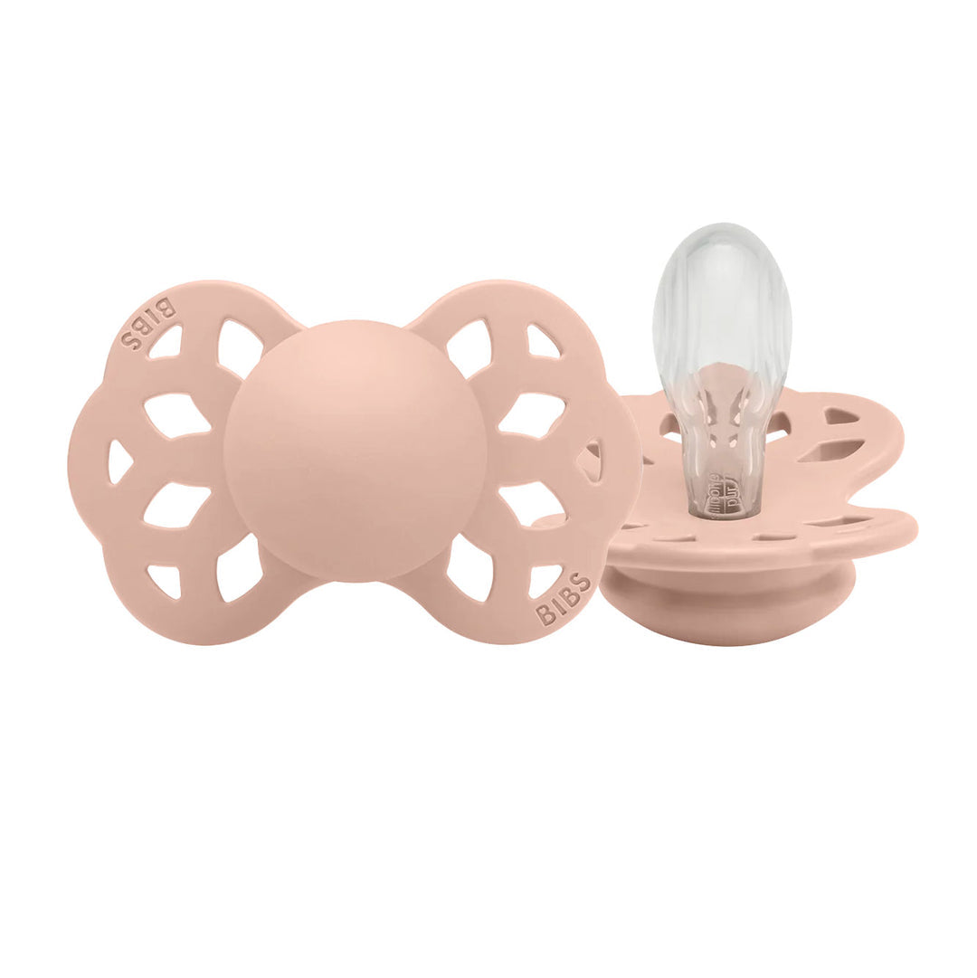 BIBS Infinity Symmetrical Silicone Pacifiers in Blush, sold by JBørn Baby Products Shop, Personalizable by JustBørn