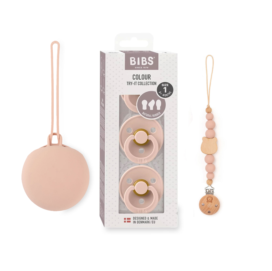 JBØRN x BIBS Baby Gift Set | Baby's First Pacifier Pack & Holders Set Blush - Personalisable Baby Products Sold and Personalised by JustBørn