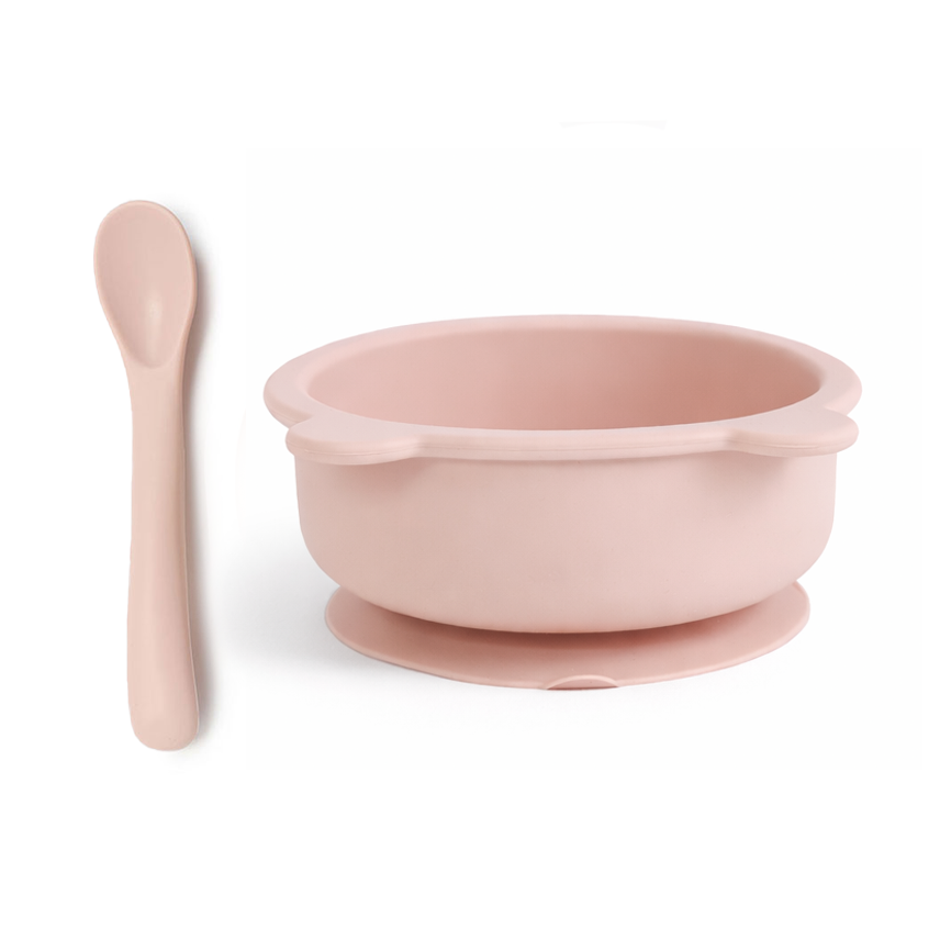JBØRN Silicone Bowl and Spoon | Weaning Set | Personalise Blush - Personalisable Baby Products Sold and Personalised by JustBørn