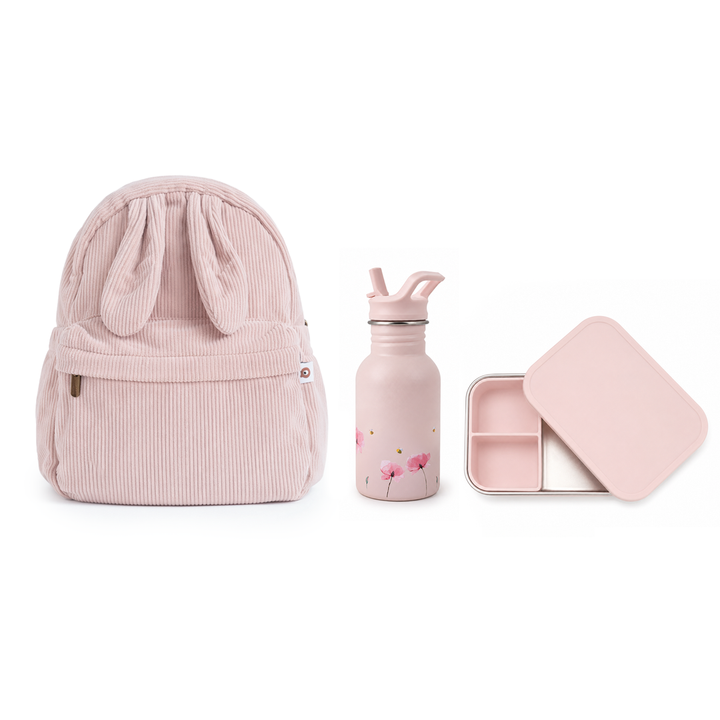 JBØRN Toddler Travel Bundle | Backpack, Water Bottle & Lunch Box Set Blush Travel Bundle - Personalisable Baby Products Sold and Personalised by JustBørn