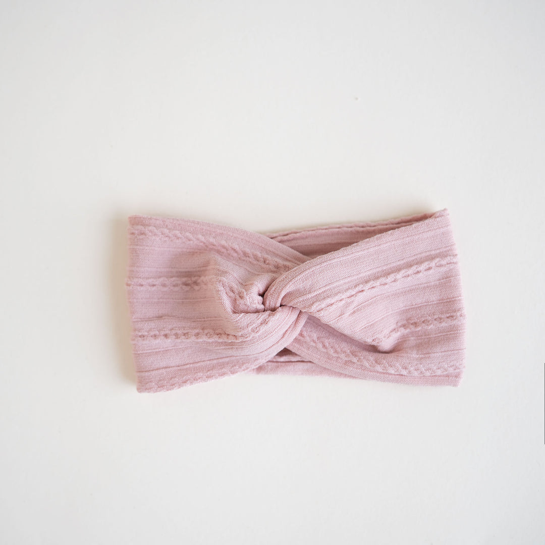 JBØRN Baby Girl Turban Headbands Cable Knit Blush - Personalisable Baby Products Sold and Personalised by JustBørn