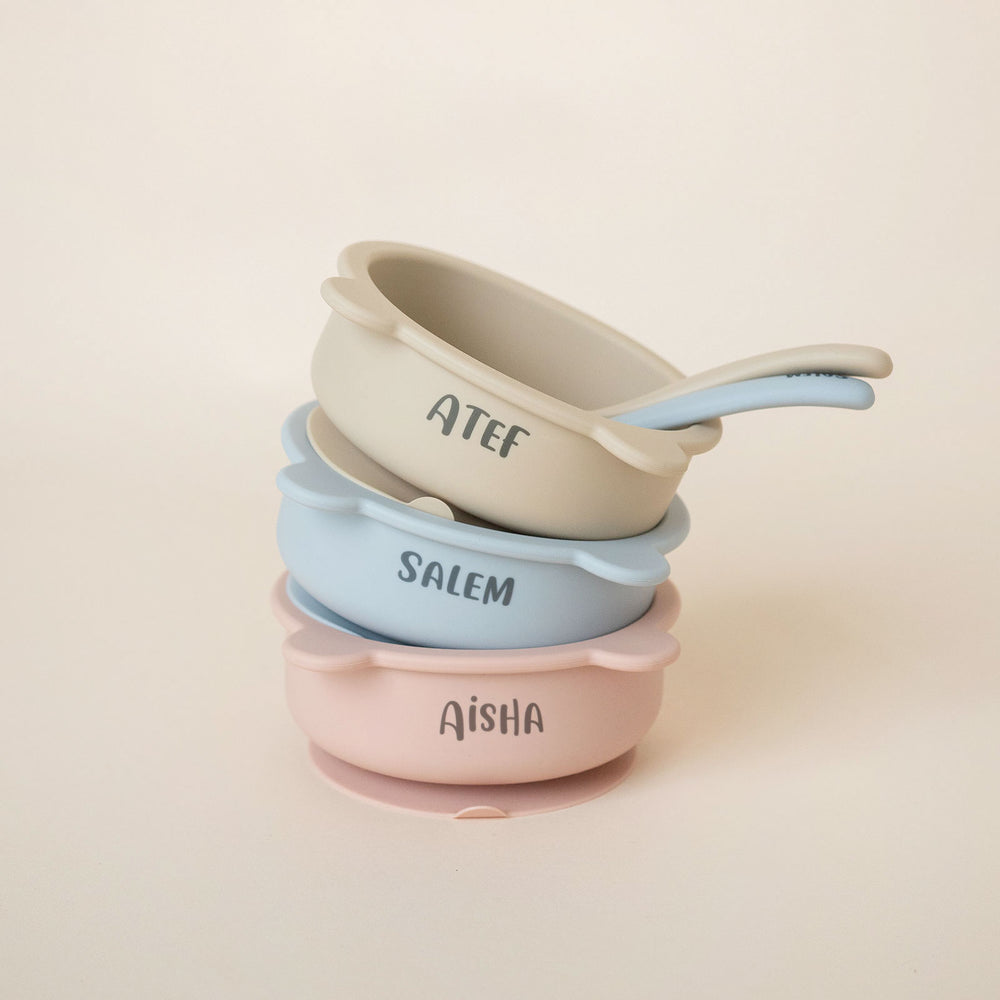 JBØRN Silicone Bowl and Spoon | Weaning Set | Personalise - Personalisable Baby Products Sold and Personalised by JustBørn