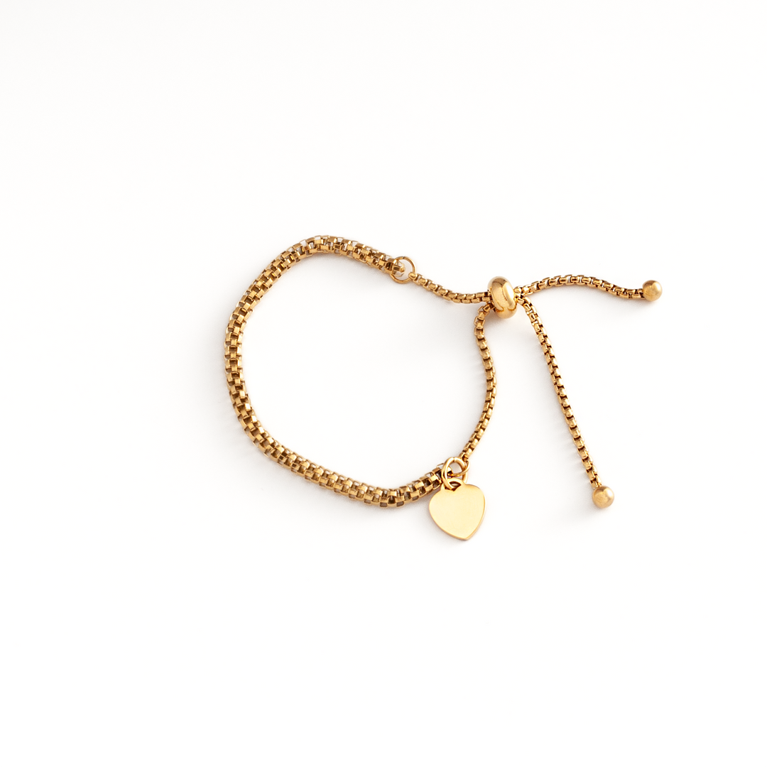 JBØRN Slider Bracelet with Heart Pendant | Personalisable in Gold, sold by JBørn Baby Products Shop, Personalizable by JustBørn