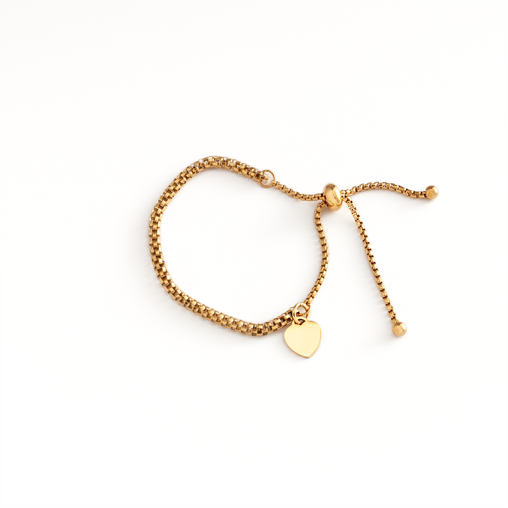 JBØRN Slider Bracelet with Heart Pendant | Personalisable in Gold, sold by JBørn Baby Products Shop, Personalizable by JustBørn