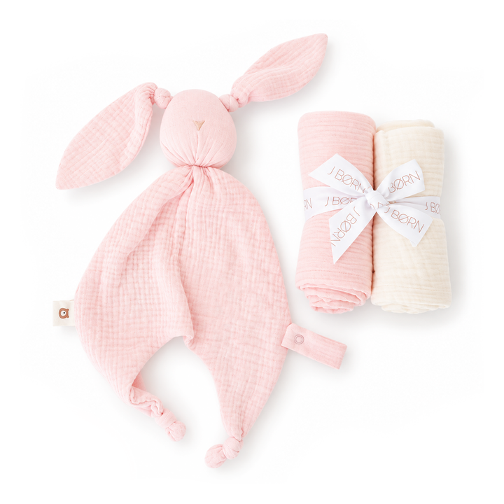 JBØRN Organic Cotton Bunny Comforter & Muslin Cloths Set