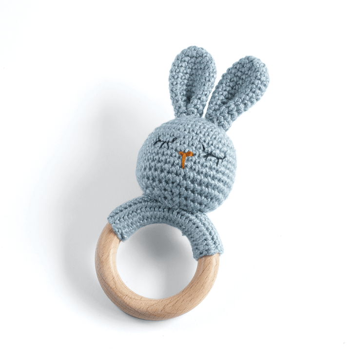 JBØRN Crochet Bunny Baby Rattle Toy | Personalisable in Cloud Bunny, sold by JBørn Baby Products Shop, Personalizable by JustBørn