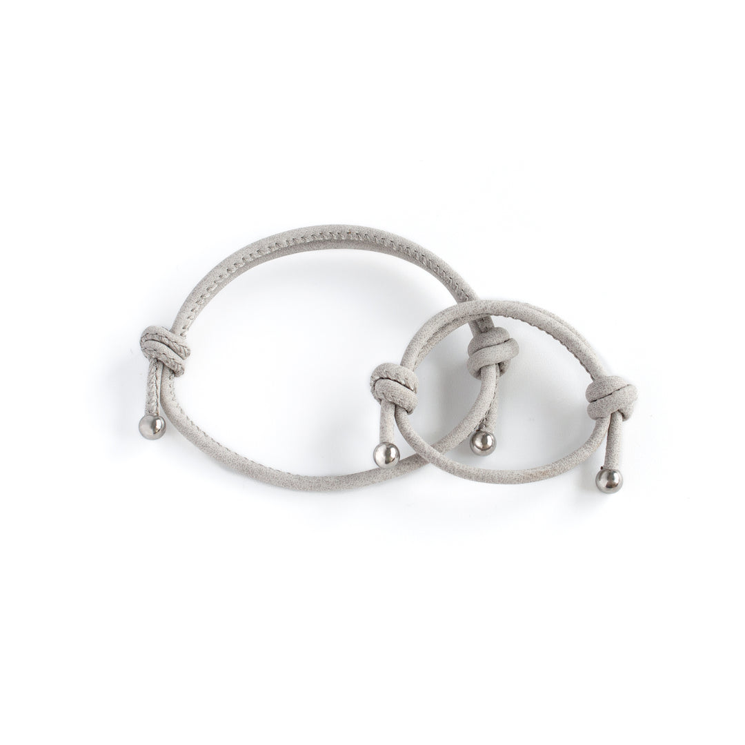 JBØRN Parent & Child Leather Bracelets in Silver Gray, sold by JBørn Baby Products Shop, Personalizable by JustBørn