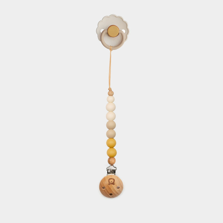 FRIGG Daisy Latex Pacifier & Matching JBØRN Clip Set | Personalisable Chamomile No - Personalisable Baby Products Sold and Personalised by JustBørn