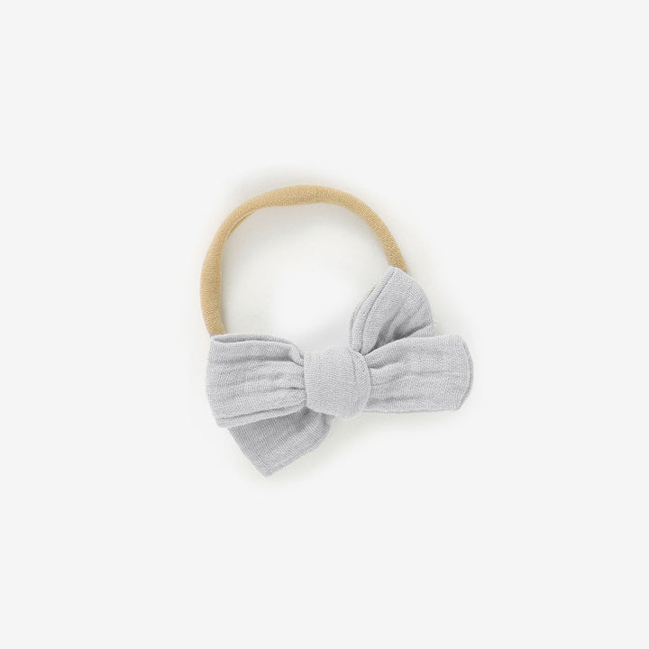 JBØRN Organic Cotton Muslin Baby Bow Headband in Muslin Cloud, sold by JBørn Baby Products Shop, Personalizable by JustBørn