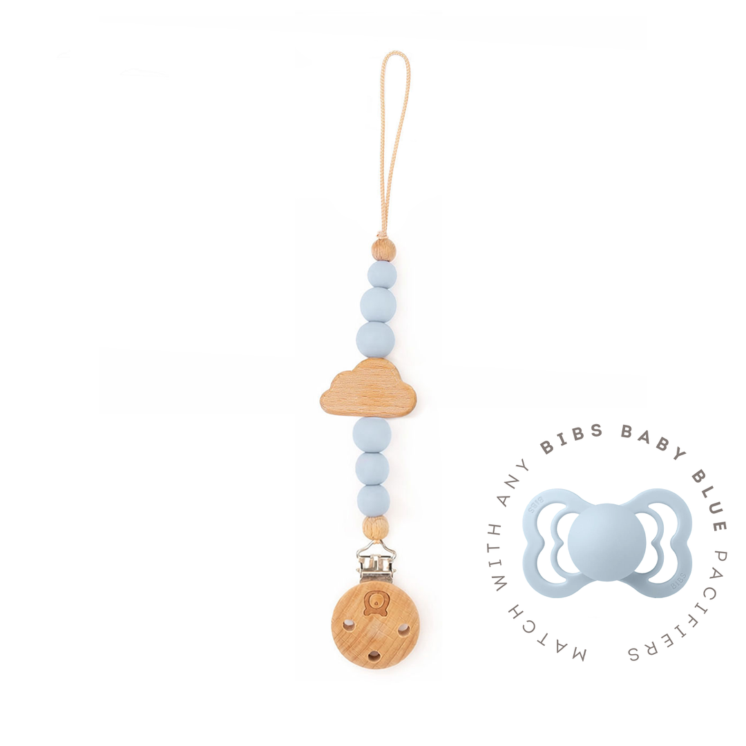JBØRN Cloud Pacifier Clip Baby Blue - Personalisable Baby Products Sold and Personalised by JustBørn