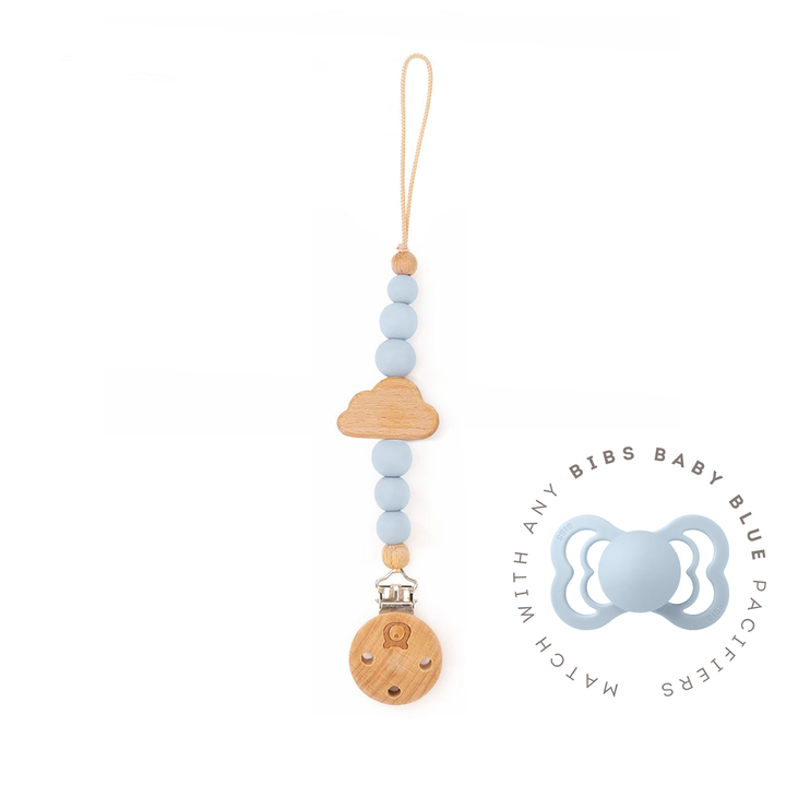JBØRN Cloud Pacifier Clip Baby Blue - Personalisable Baby Products Sold and Personalised by JustBørn