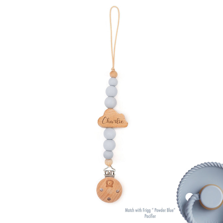 JBØRN Cloud Pacifier Clip Powder Blue - Personalisable Baby Products Sold and Personalised by JustBørn