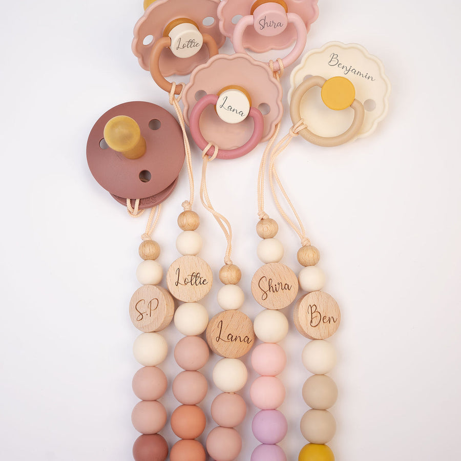JBØRN COLOUR BLOCK Pacifier Clip in Cotton Candy, sold by JBørn Baby Products Shop, Personalizable by JustBørn