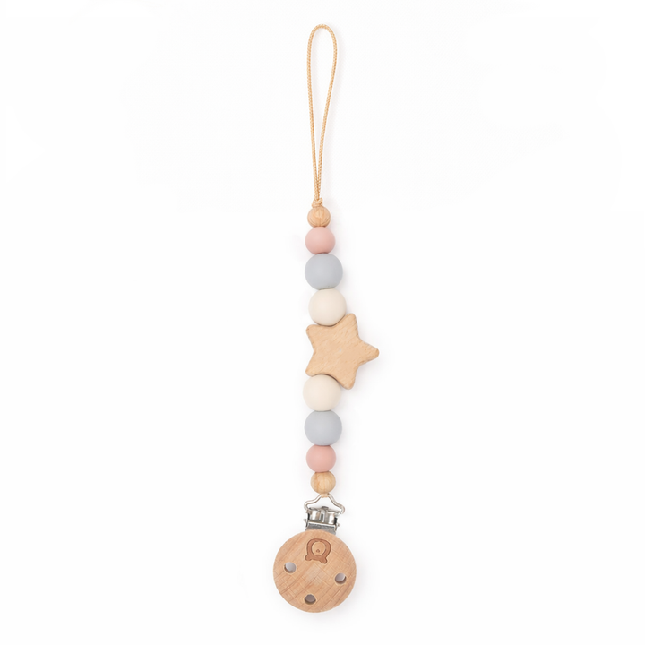 JBØRN Star Pacifier Clip Cotton Candy - Personalisable Baby Products Sold and Personalised by JustBørn