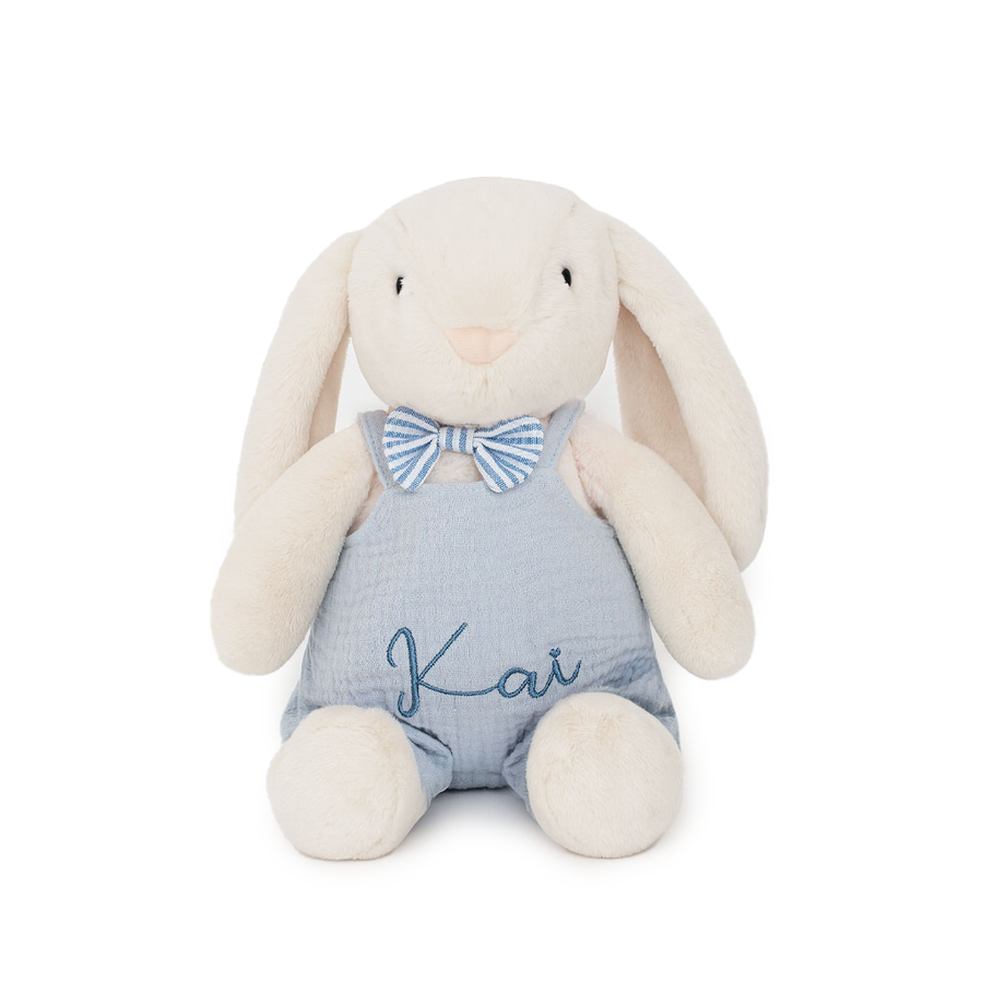 JBØRN Cream Bunny Soft Toy with Personalised Outfit - Personalisable Baby Products Sold and Personalised by JustBørn