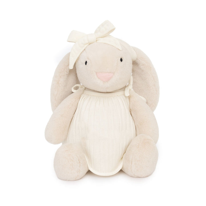 JBØRN Cream Bunny Soft Toy with Personalised Outfit Cream Cuddle Bunny in Ivory Tie Dress No - Personalisable Baby Products Sold and Personalised by JustBørn