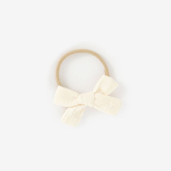 JBØRN Organic Cotton Muslin Baby Bow Headband in Muslin Ivory, sold by JBørn Baby Products Shop, Personalizable by JustBørn