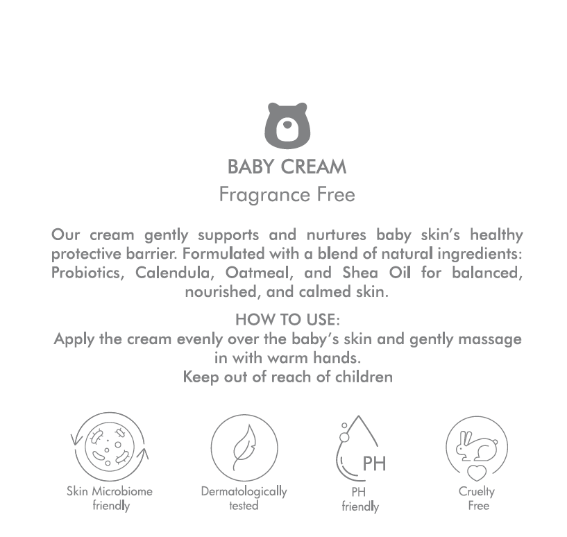 JBØRN Baby Cream | Fragrance-Free with Prebiotics & Probiotics - Personalisable Baby Products Sold and Personalised by JustBørn