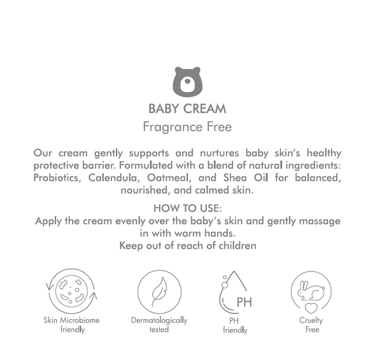 JBØRN Baby Cream | Fragrance-Free with Prebiotics & Probiotics - Personalisable Baby Products Sold and Personalised by JustBørn