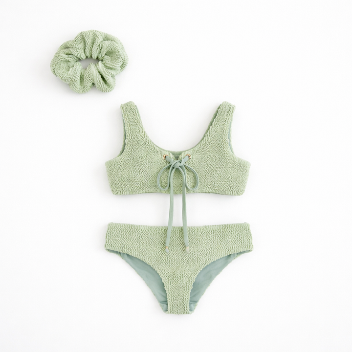 JBØRN Baby Girl Bikini Crinkle Seafoam Bikini - Personalisable Baby Products Sold and Personalised by JustBørn