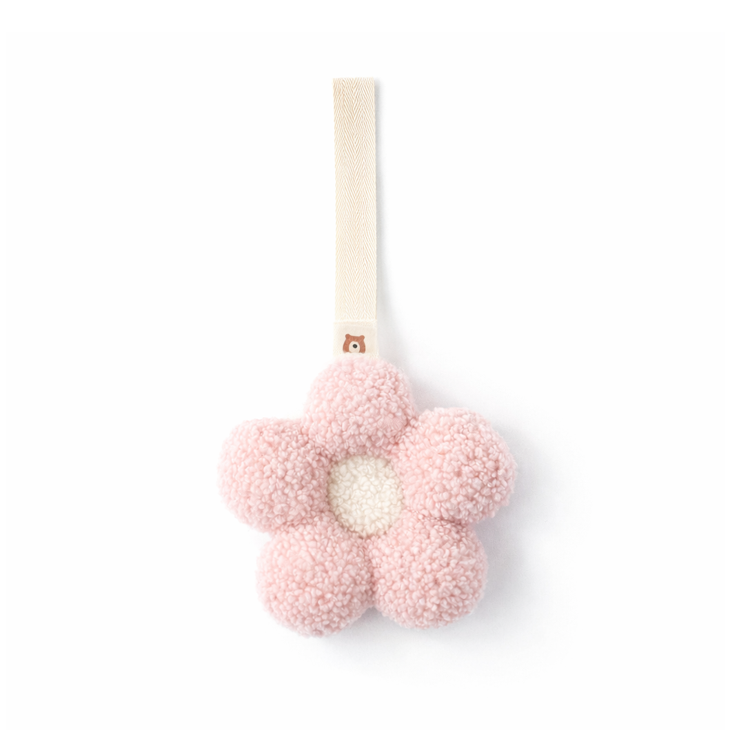 JBØRN Plush Pacifier Holder Daisy - Blush - Personalisable Baby Products Sold and Personalised by JustBørn