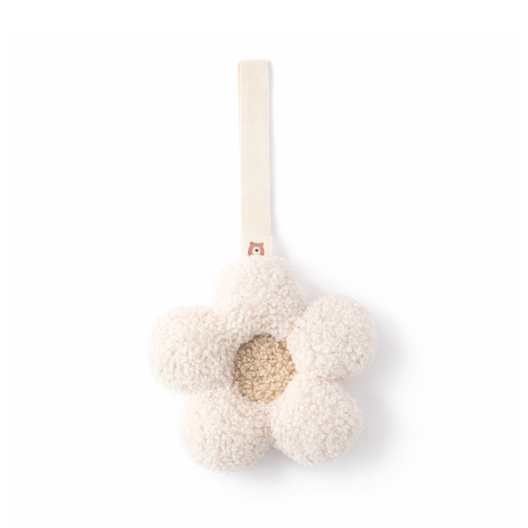 JBØRN Plush Pacifier Holder Daisy - Ivory - Personalisable Baby Products Sold and Personalised by JustBørn