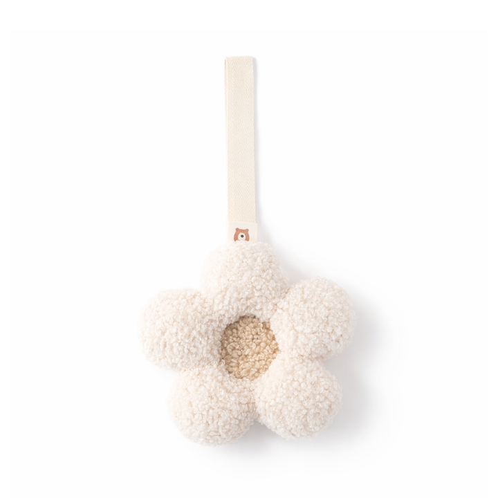 JBØRN Plush Pacifier Holder Daisy - Ivory - Personalisable Baby Products Sold and Personalised by JustBørn