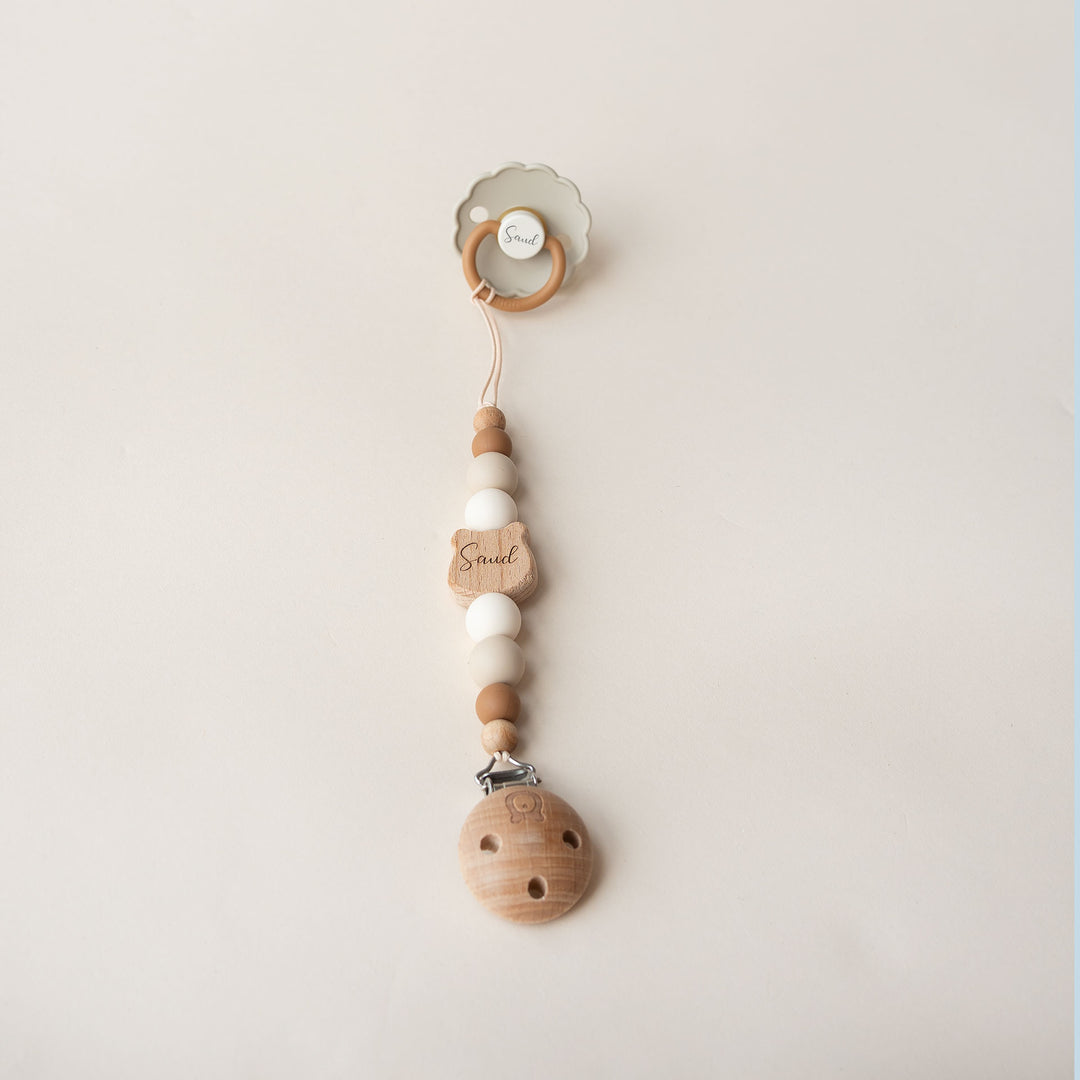JBØRN Bear Pacifier Clip - Personalisable Baby Products Sold and Personalised by JustBørn