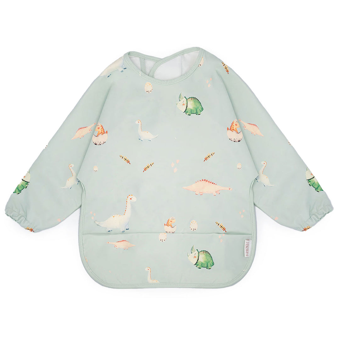 JBØRN Long Sleeve Baby Feeding Bib | Weaning Essentials Dinosaurs - Personalisable Baby Products Sold and Personalised by JustBørn