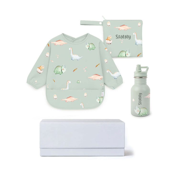 JBØRN First Birthday Gift Set | Personalised Water Bottle & Matching Sleeved Bib