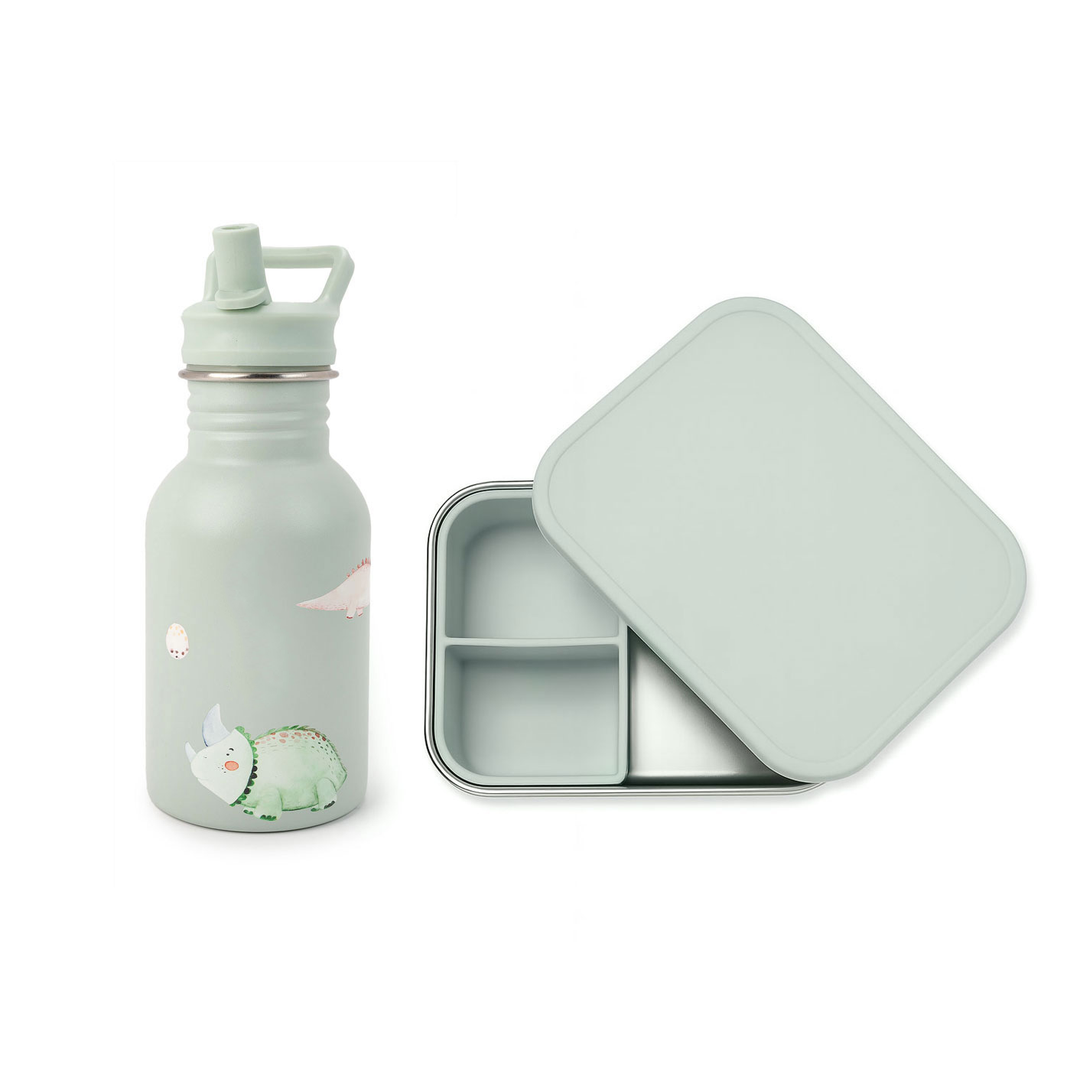 JBØRN Personalised Set | Water Bottle & Lunch Box Set Dino Lunch Box Set - Personalisable Baby Products Sold and Personalised by JustBørn
