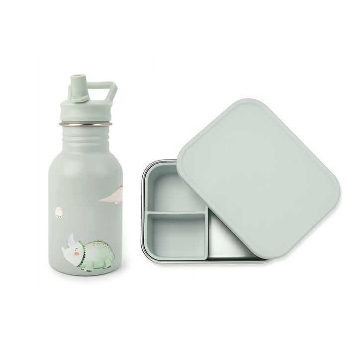 JBØRN Personalised Set | Water Bottle & Lunch Box Set Dino Lunch Box Set - Personalisable Baby Products Sold and Personalised by JustBørn