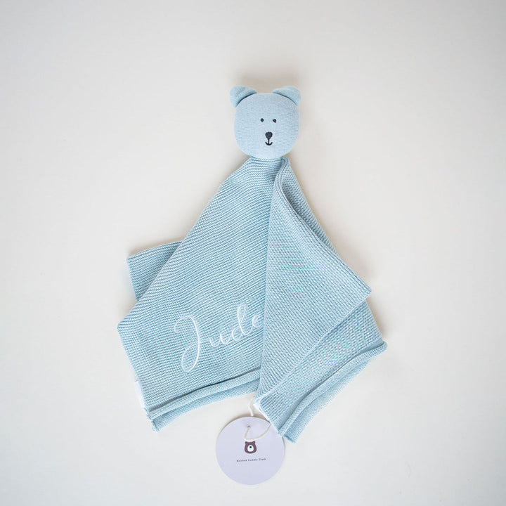 JBØRN Bear Knit Comforter | Personalisable Duck Egg - Personalisable Baby Products Sold and Personalised by JustBørn