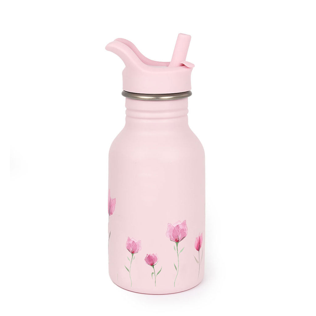 JBØRN Personalised Stainless Steel Kids Water Bottle Lilac Bloom No - Personalisable Baby Products Sold and Personalised by JustBørn
