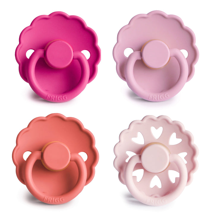 FRIGG Natural Rubber Latex Pacifier Pack of 4 Rosy Romance - Personalisable Baby Products Sold and Personalised by JustBørn