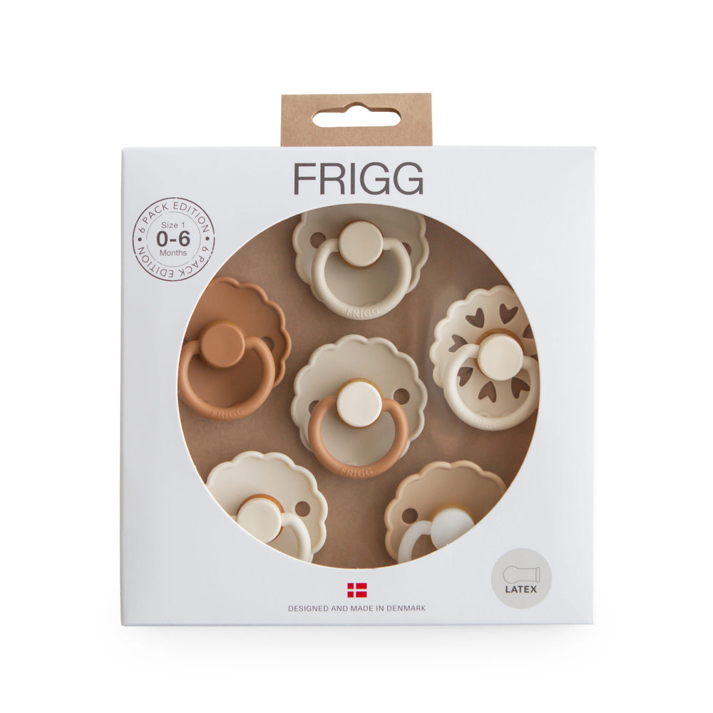 FRIGG Natural Rubber Latex Pacifier Pack of 6 - Personalisable Baby Products Sold and Personalised by JustBørn