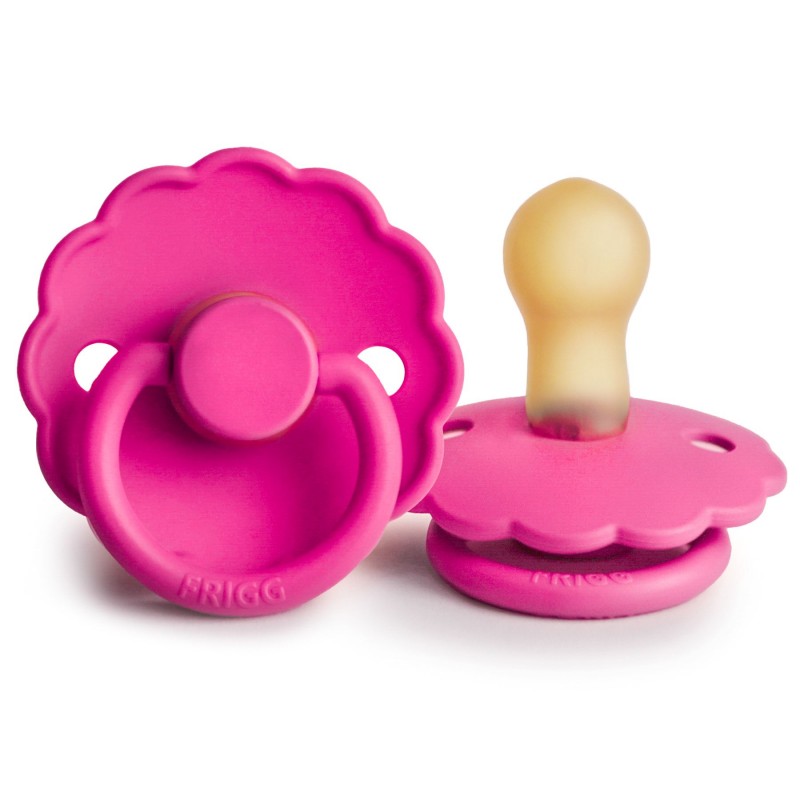 FRIGG Daisy Natural Rubber Latex Pacifier Fuchsia - Personalisable Baby Products Sold and Personalised by JustBørn