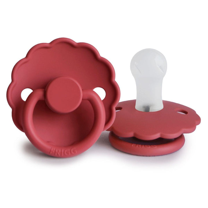 FRIGG Daisy Silicone Pacifier in Scarlet, sold by JBørn Baby Products Shop, Personalizable by JustBørn