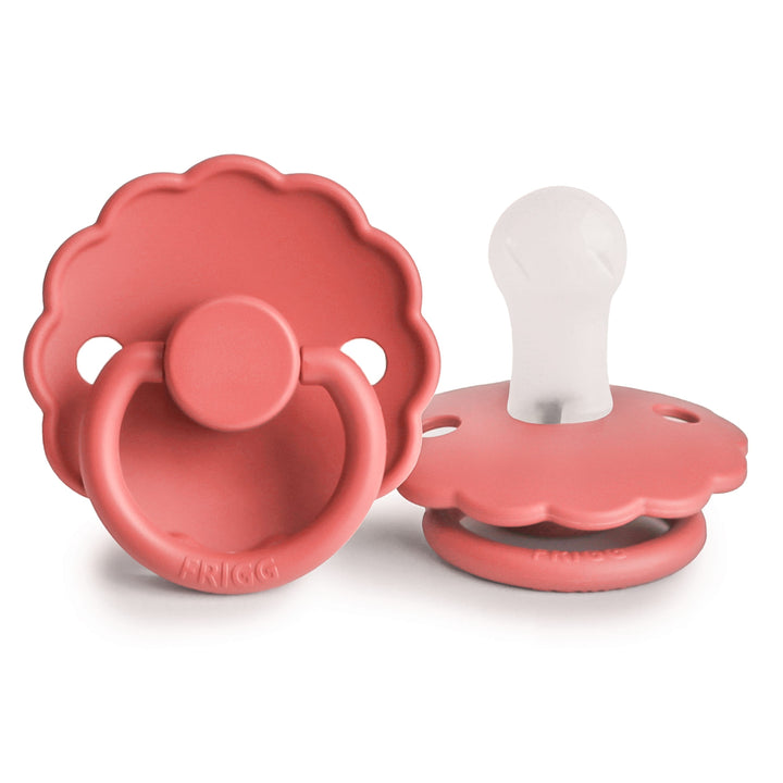 FRIGG Daisy Silicone Pacifier in Poppy, sold by JBørn Baby Products Shop, Personalizable by JustBørn
