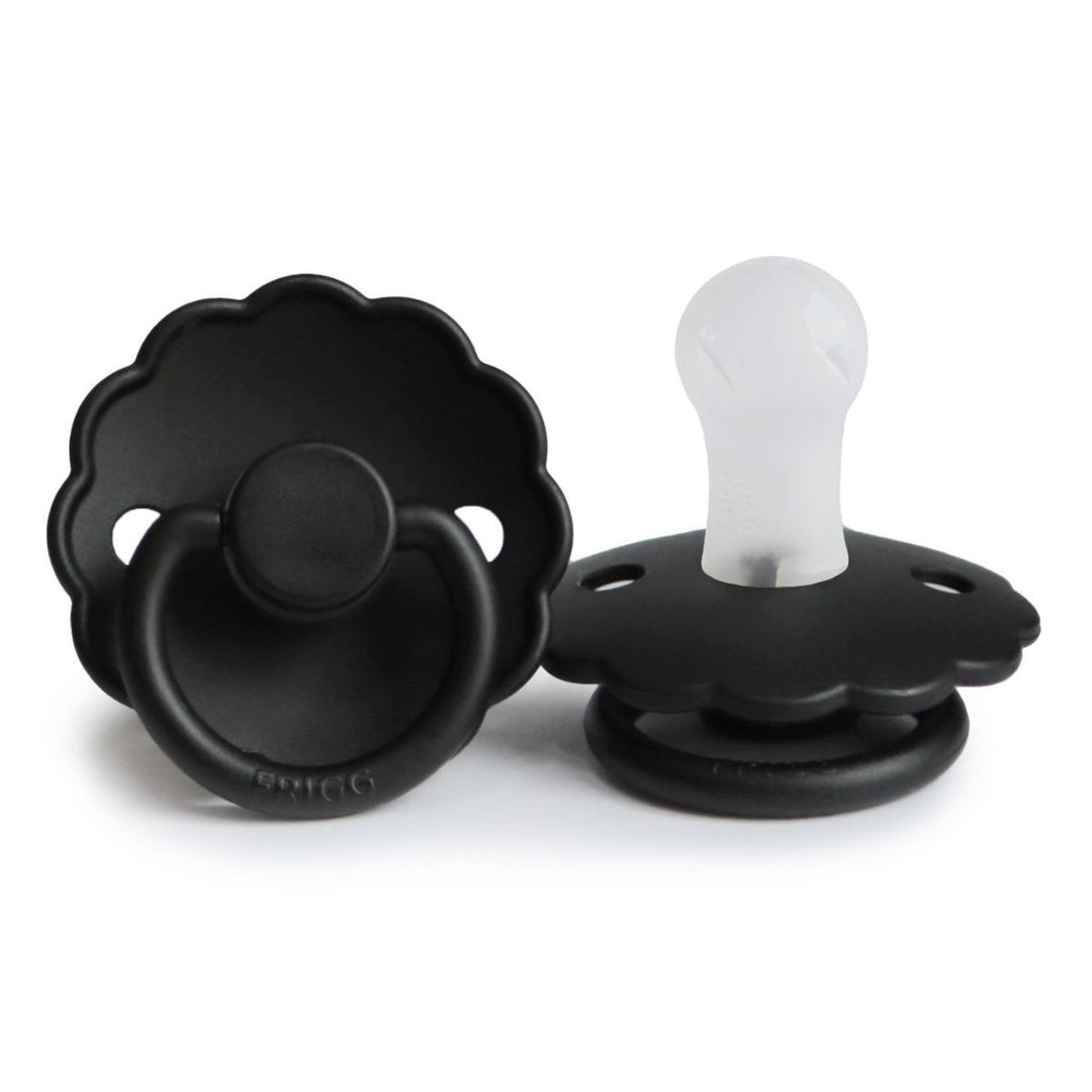 FRIGG Daisy Silicone Pacifier in Jet Black, sold by JBørn Baby Products Shop, Personalizable by JustBørn