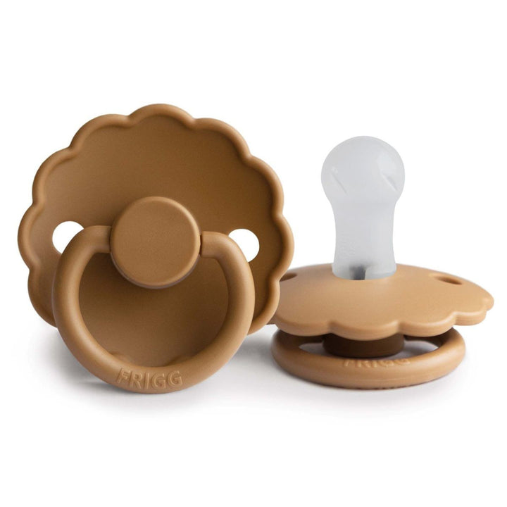 FRIGG Daisy Silicone Pacifier in Cappuccino, sold by JBørn Baby Products Shop, Personalizable by JustBørn
